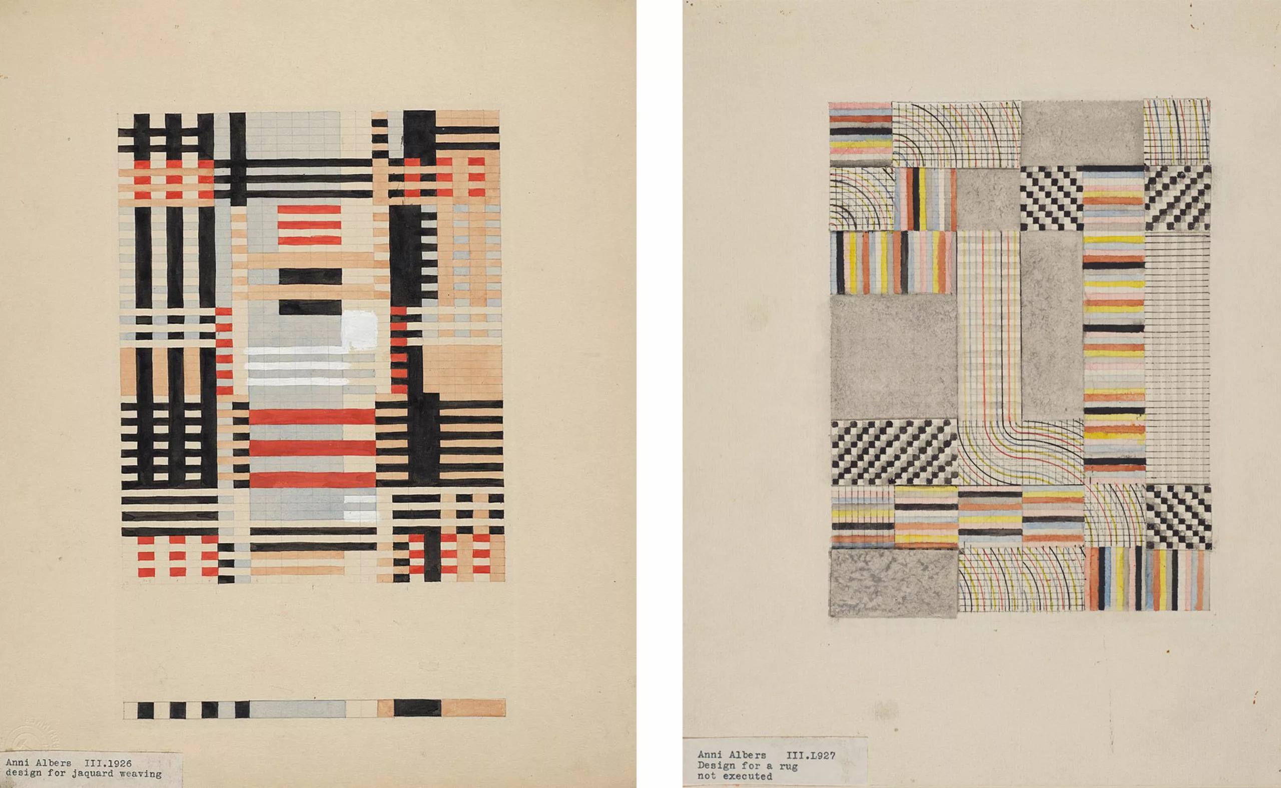 Episode 3 Fin encadré Anni ALbers et Otti Berger Dessins préparatoires de Anni Albers 1926